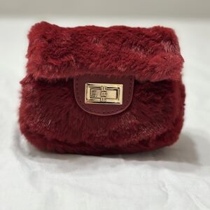 Red Faux Fur Women Bag